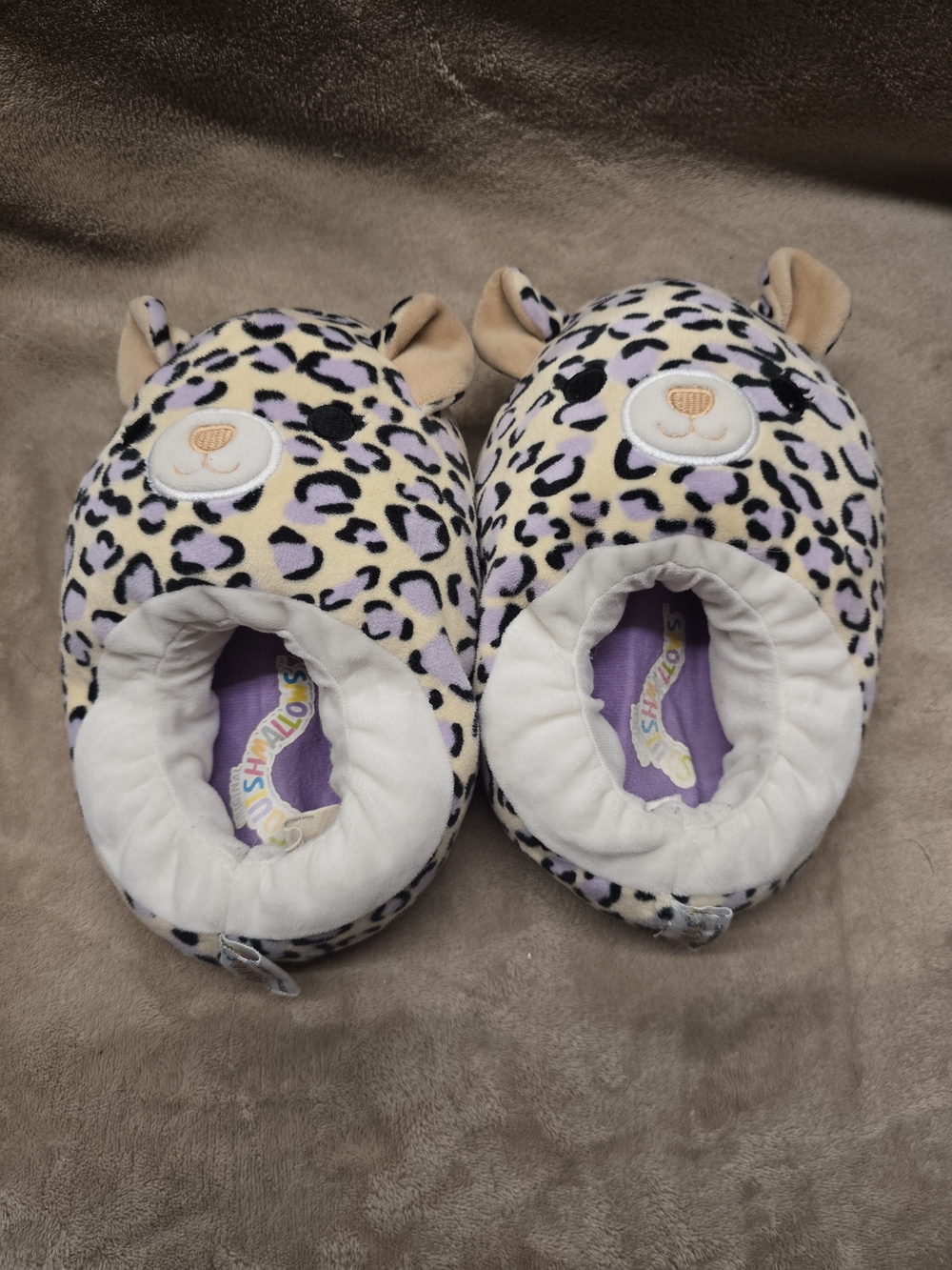 Squishmallow Plush Leopard Print Slippers